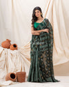 Traditional Dark Slate Grey Motka Silk Sequin Soft Jamdani Saree