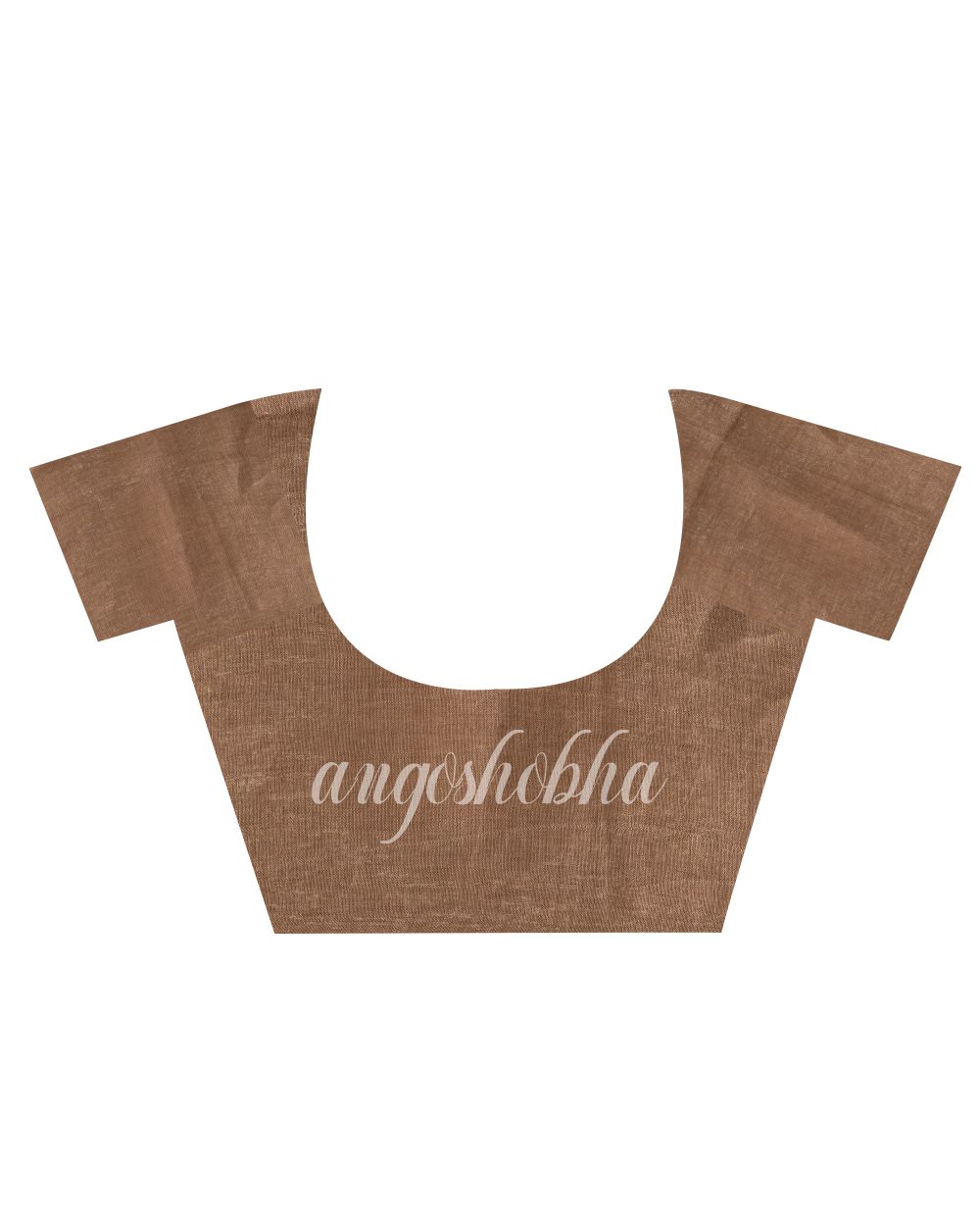 Traditional Dark Tan Handwoven Linen Saree angoshobha