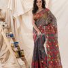 Traditional Deep Grey Soft Dhakai Creeper Jamdani Saree angoshobha
