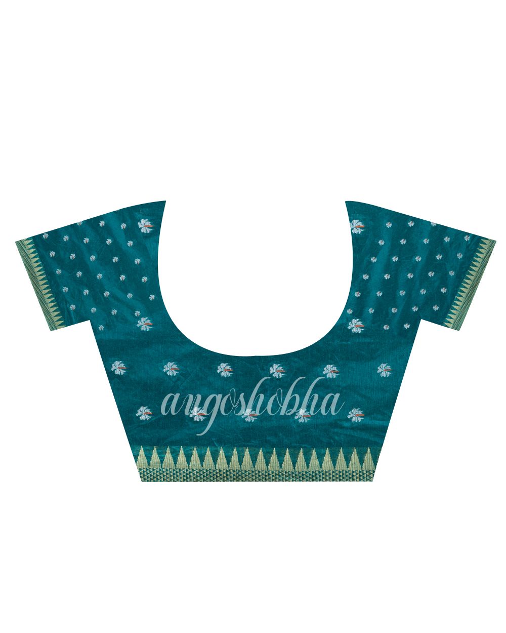 Traditional Deep Teal Cotton Blend Handloom Saree angoshobha