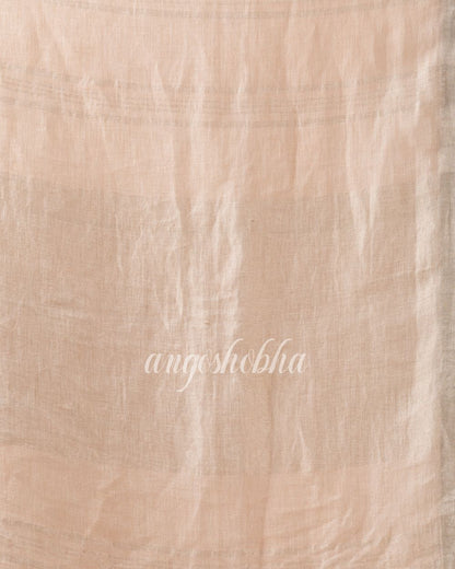 Traditional Faded Pink Handwoven Linen Saree angoshobha