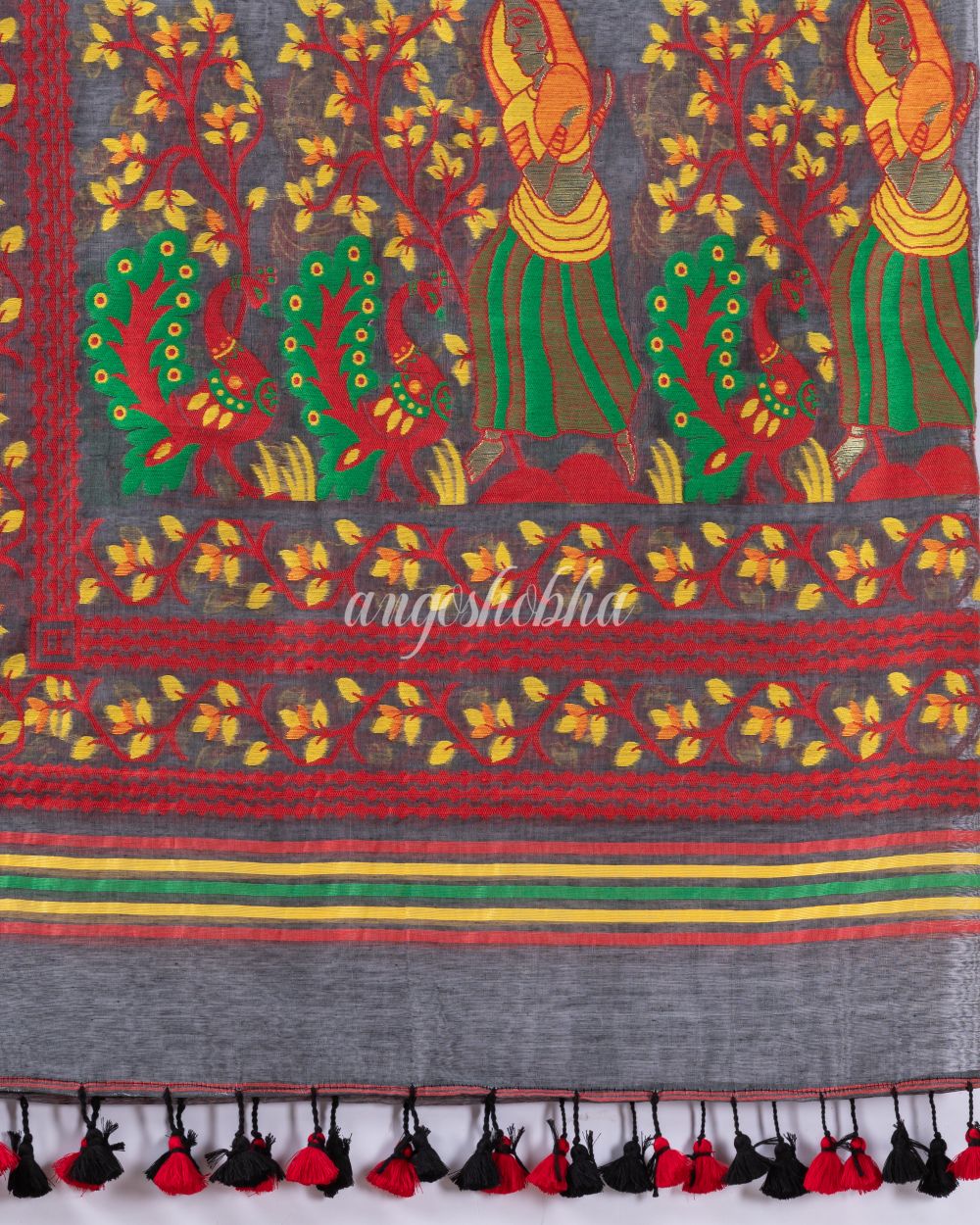 Traditional Gray Soft Dhakai Jamdani Saree angoshobha