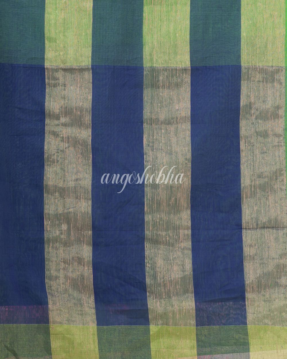 Traditional Green Cotton Blend Handloom Saree angoshobha