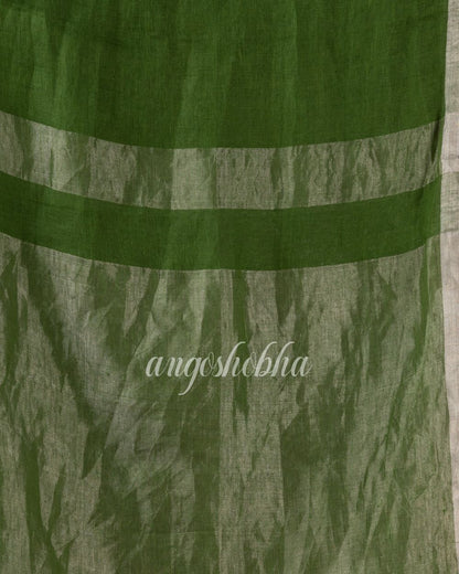 Traditional Green Handloom Linen Saree angoshobha