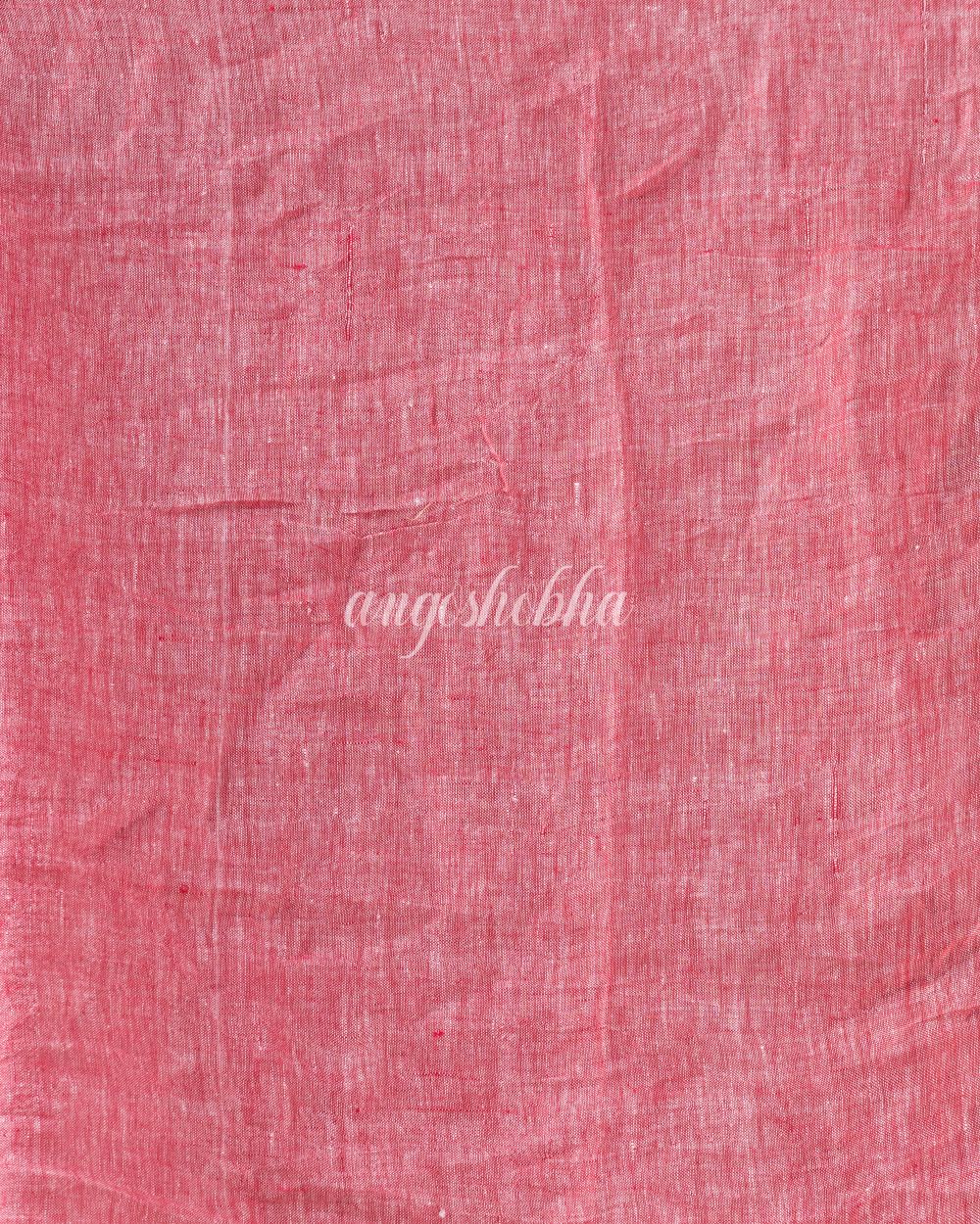 Traditional Grey Linen Tangail Saree angoshobha