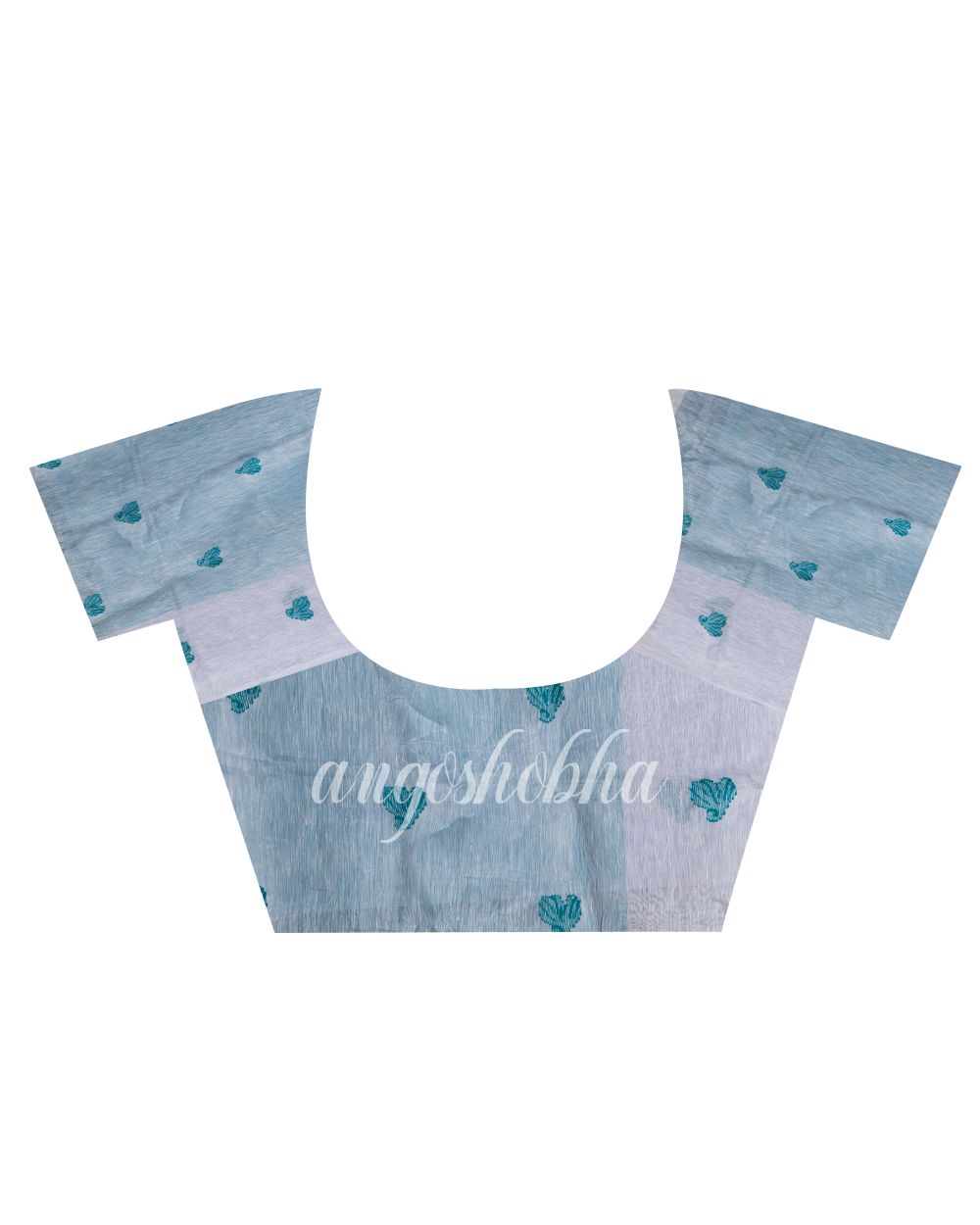 Traditional Handloom Deep Aqua Silk Linen Saree angoshobha