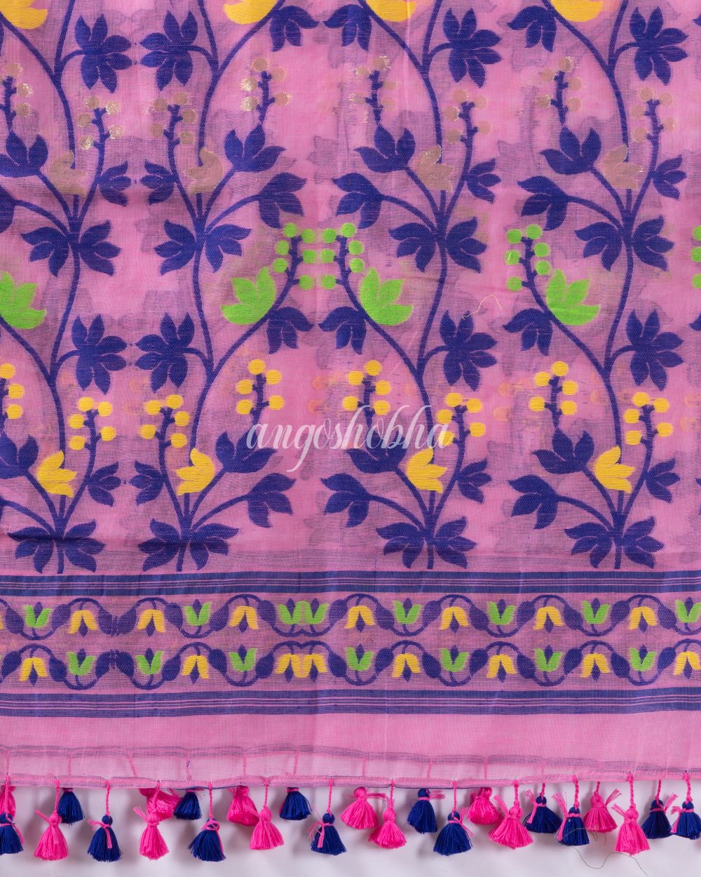 Traditional Light Fuchsia Soft Dhakai Jamdani Saree angoshobha