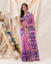 Traditional Light Fuchsia Soft Dhakai Jamdani Saree