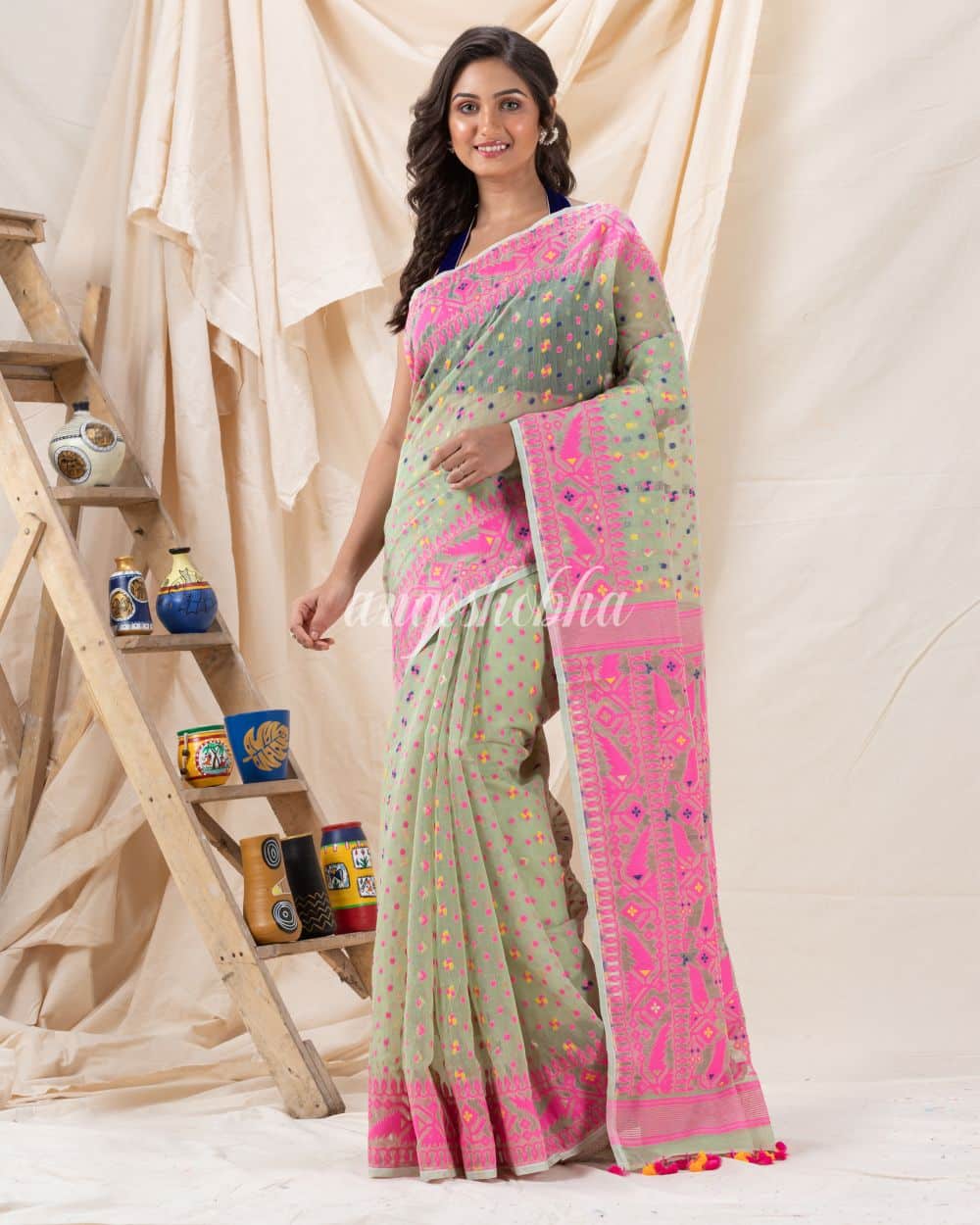 dhakai jamdani cotton saree