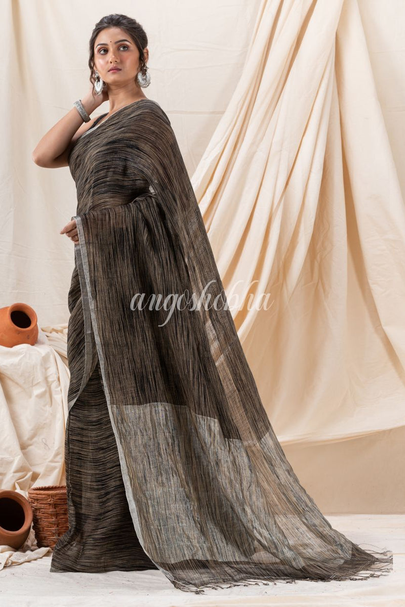 Traditional Multicolour Handloom Linen Saree