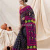 Traditional Navy Blue Fuchsia Fuchsia Soft Dhakai Jamdani Saree angoshobha