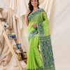 Traditional Parrot Green Soft Dhakai Jamdani Saree angoshobha