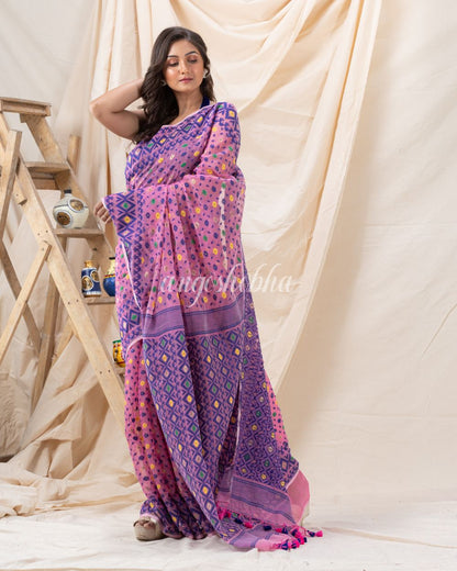 Traditional Pink Soft Dhakai Jamdani Saree angoshobha