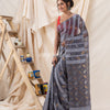 Traditional Silver Grey Soft Matka Silk Jamdani Saree angoshobha