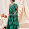 Traditional Teal Matka Silk Soft Sequin Jamdani Saree angoshobha