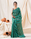 Traditional Teal Matka Silk Soft Sequin Jamdani Saree