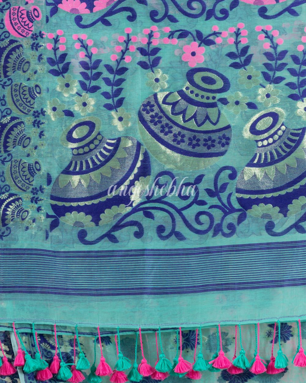 soft dhakai jamdani saree angoshobha