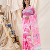Traditional White Pink Soft Dhakai Creeper Jamdani Saree angoshobha