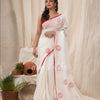 Traditional White Red Linen Jamdani Saree angoshobha