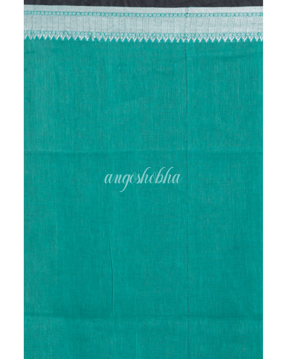 Turquoise Handwoven Linen Saree angoshobha