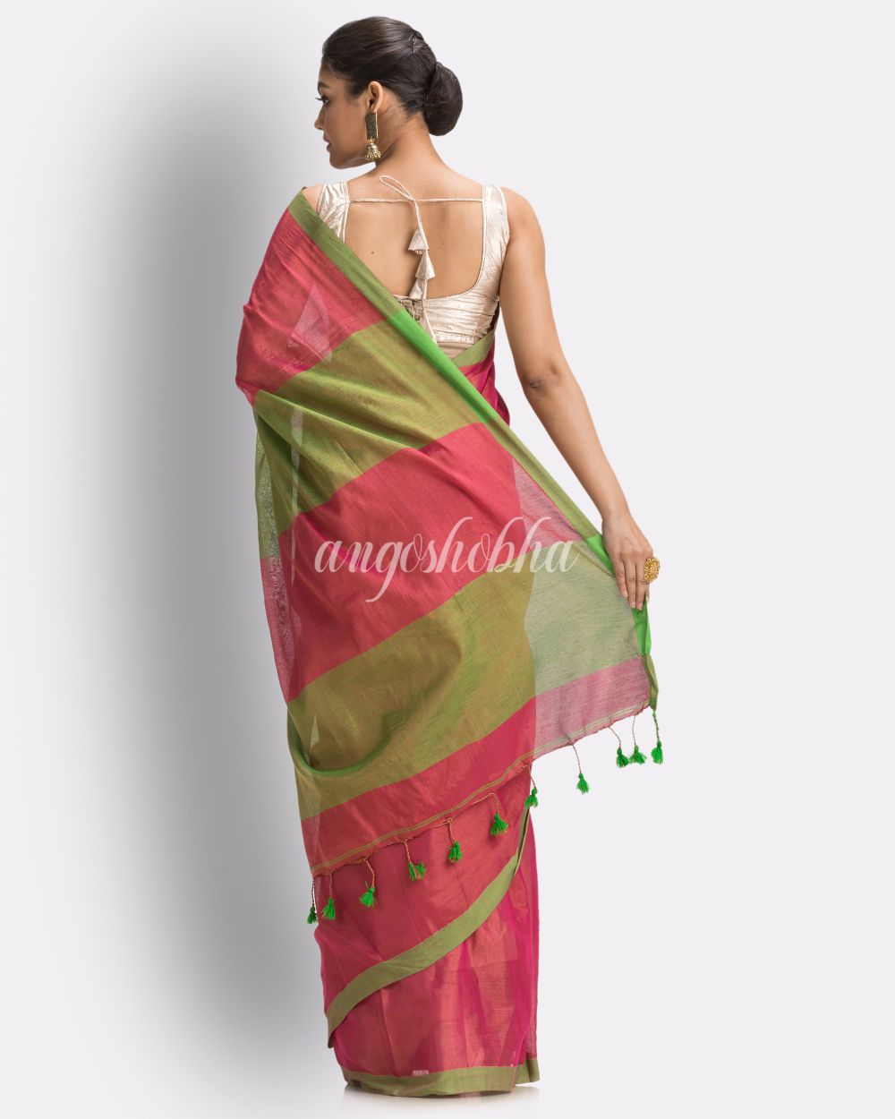 Violet Handloom Zari Cotton Tissue Saree angoshobha