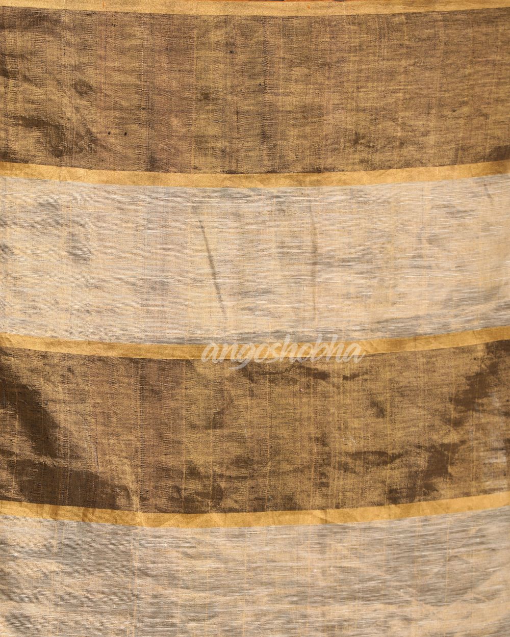 White Black Traditional Check Linen Handloom Saree angoshobha