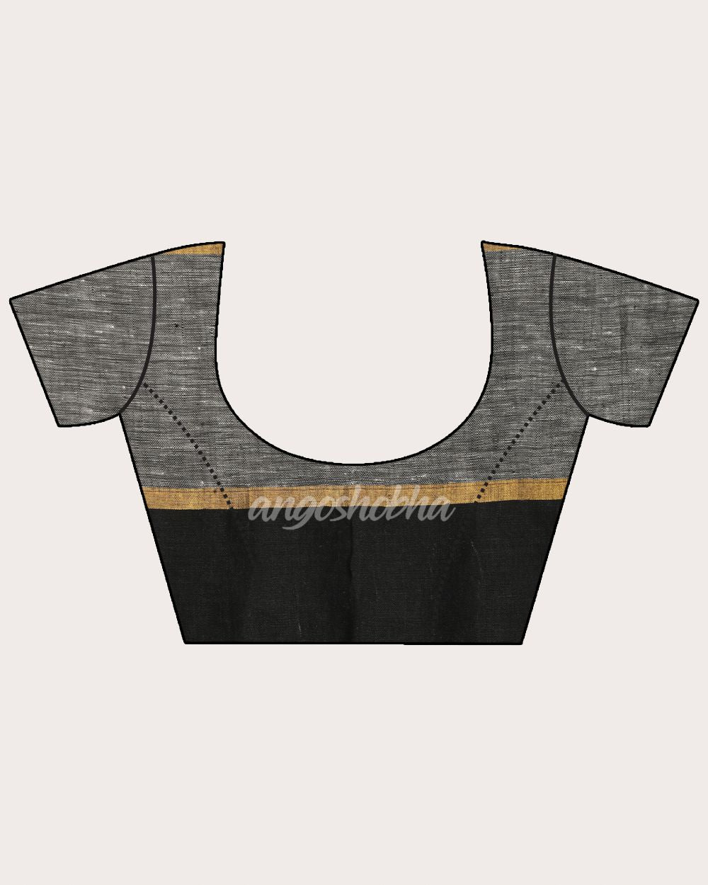 White Black Traditional Check Linen Handloom Saree angoshobha