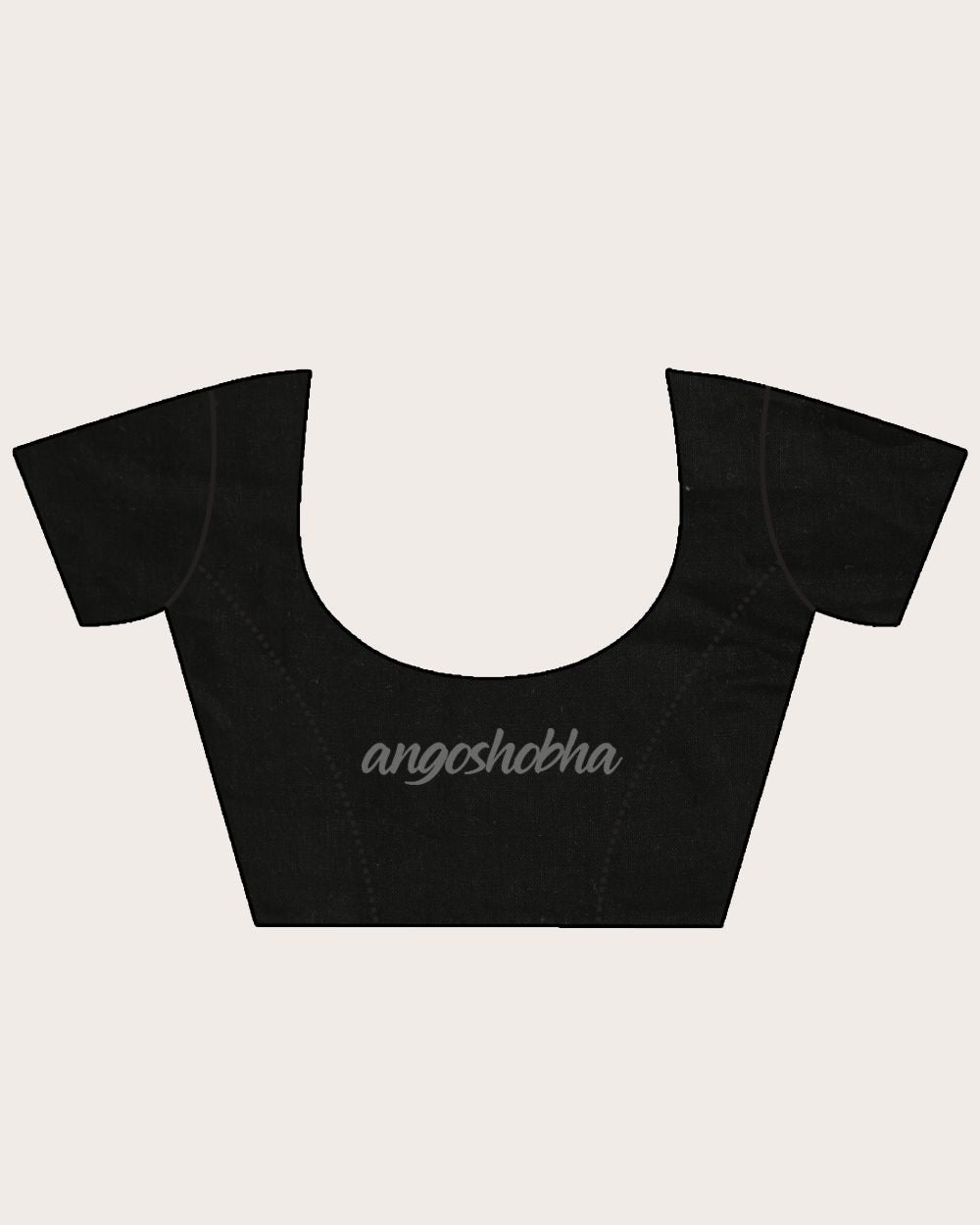 White Black Traditional Handloom Linen Saree angoshobha