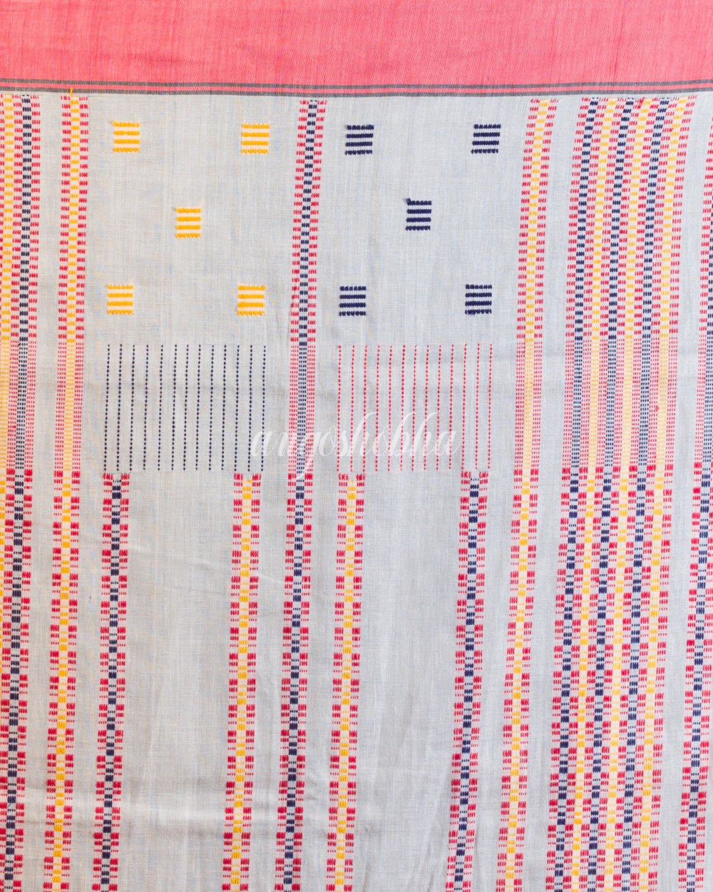 White Cotton Jamdani Saree angoshobha