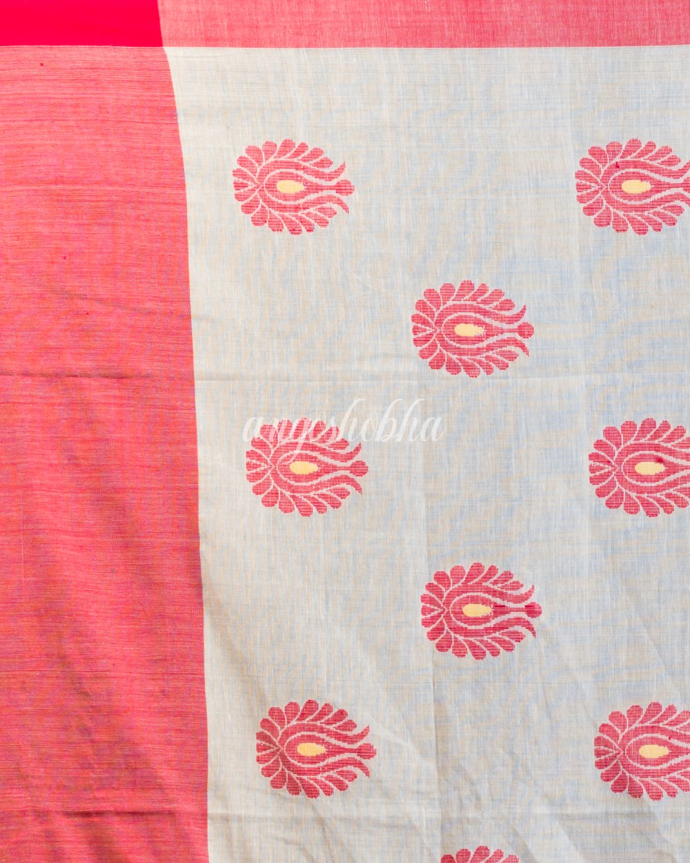 White Handwoven Cotton Saree angoshobha