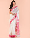White Silk Dhakai Jamdani Saree