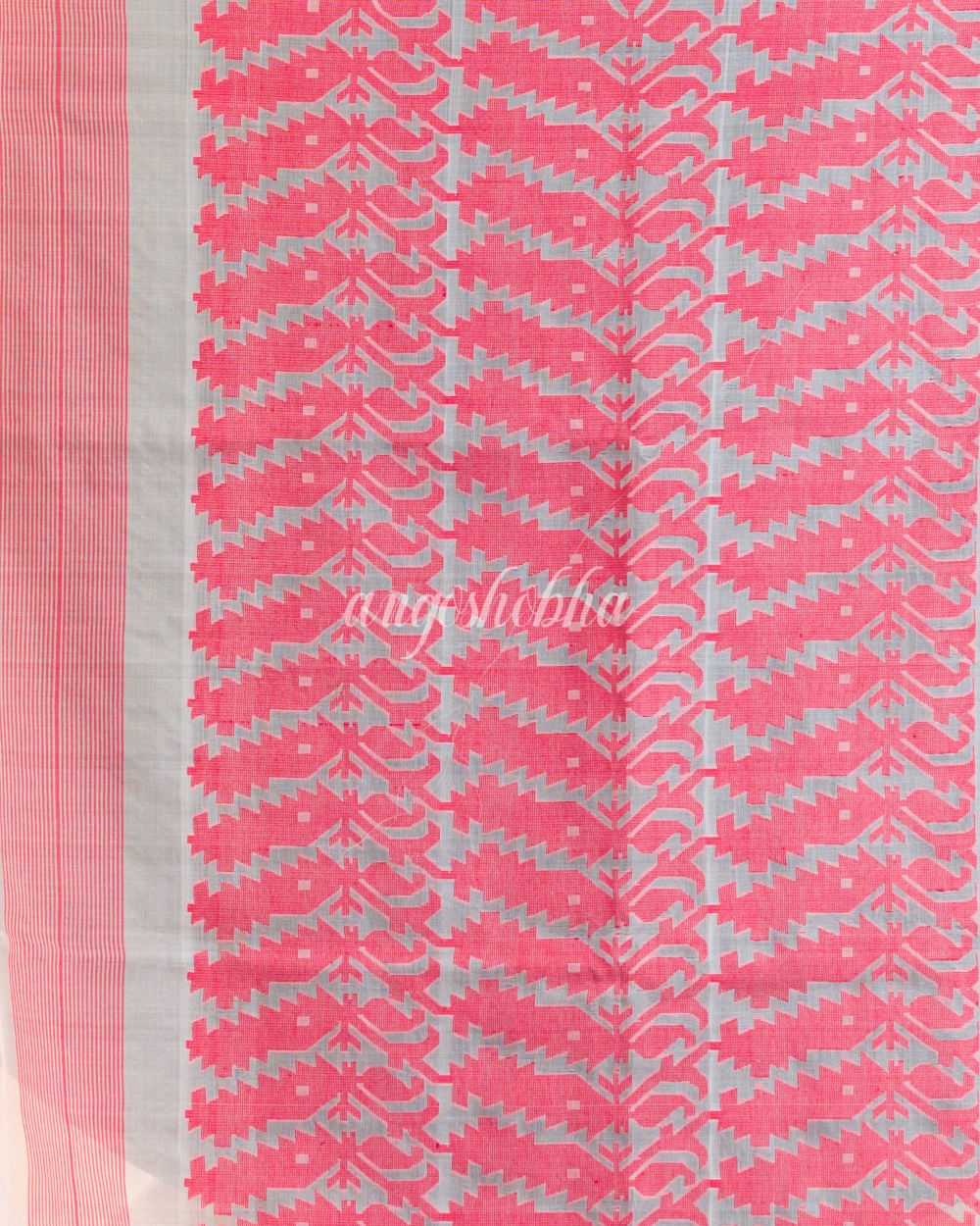 White Silk Dhakai Jamdani Saree angoshobha