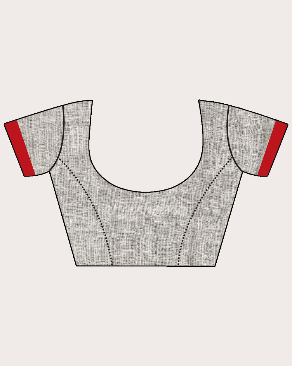 White Traditional Handloom Linen Jamdani Saree angoshobha