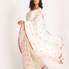 White Traditional Handloom Linen Jamdani Saree angoshobha