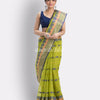 Woven Tant Pure Cotton Saree (Olive) angoshobha