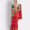 Woven Tant Pure Cotton Saree (Red) angoshobha