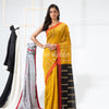 Yellow Cotton Blend Festive Jamdani Saree angoshobha