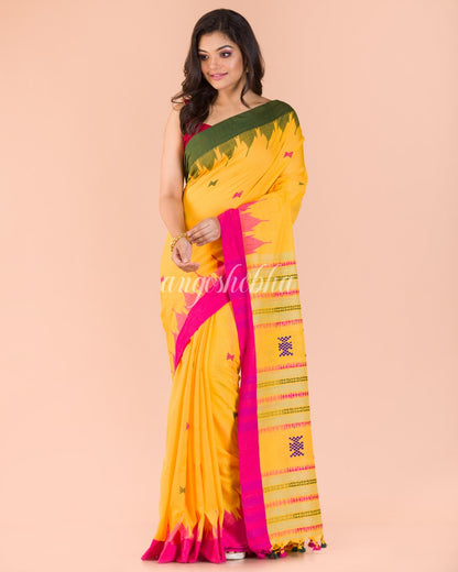 Yellow Cotton Jamdani Saree angoshobha