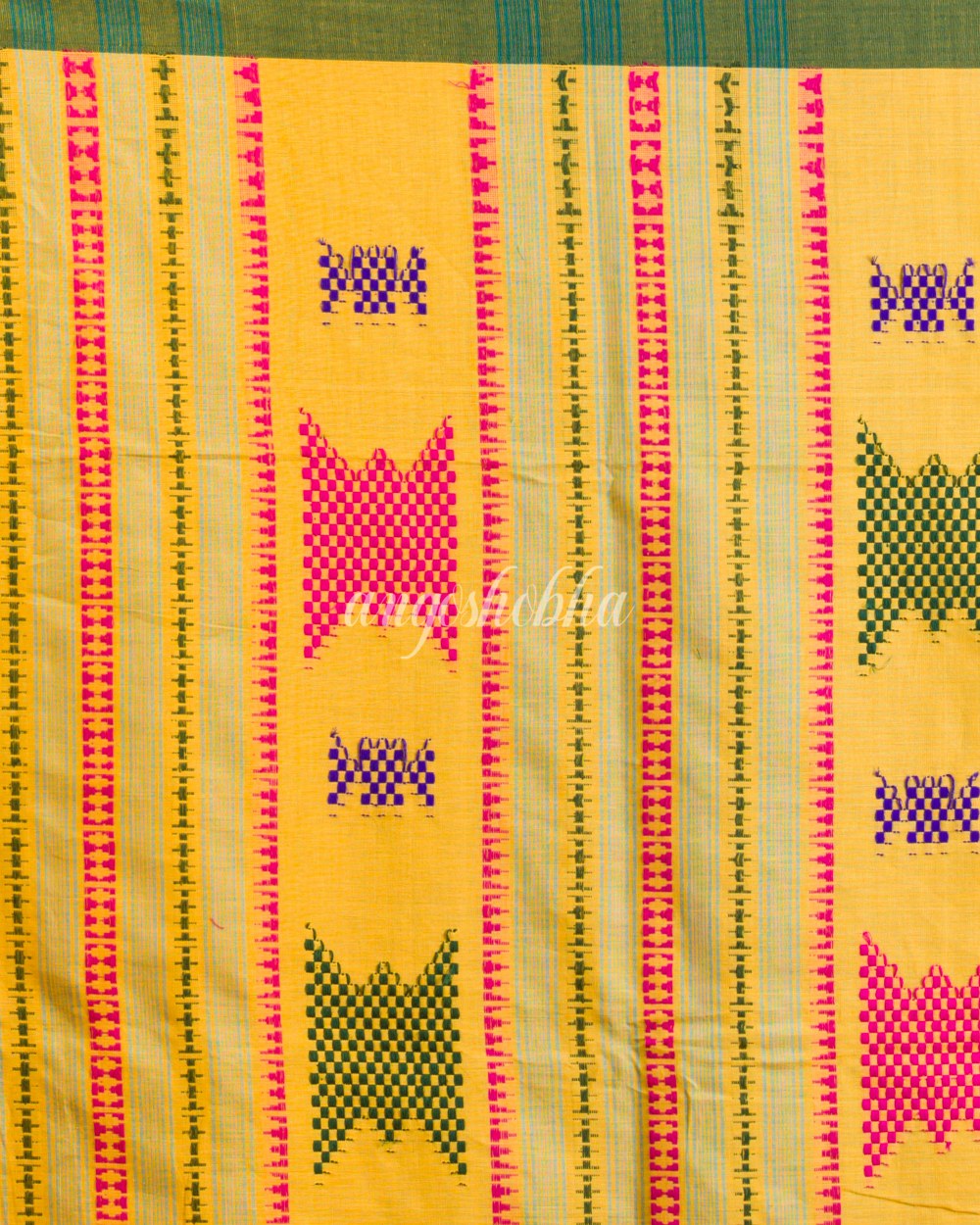 Yellow Cotton Jamdani Saree angoshobha