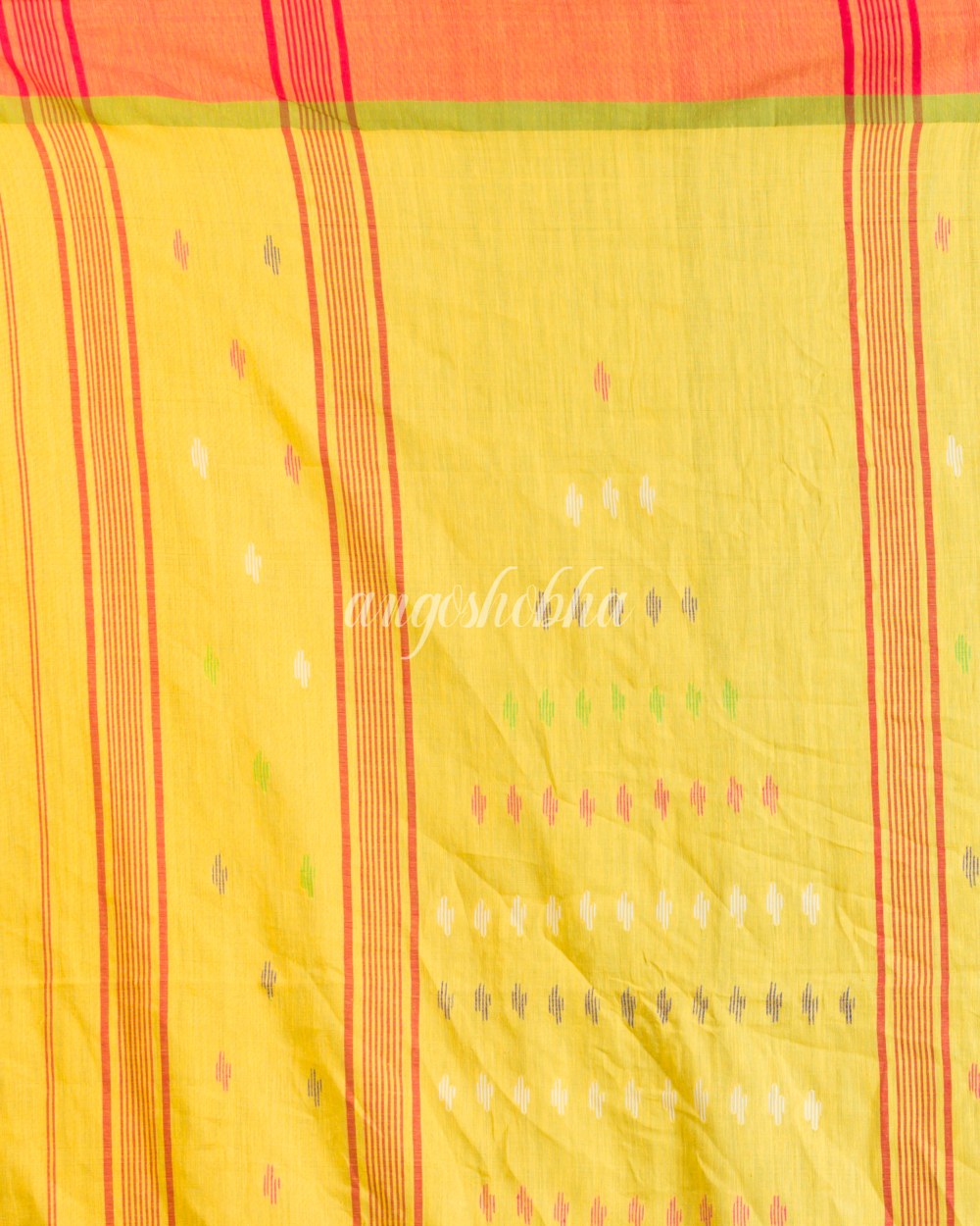 Yellow Cotton Jamdani Saree angoshobha