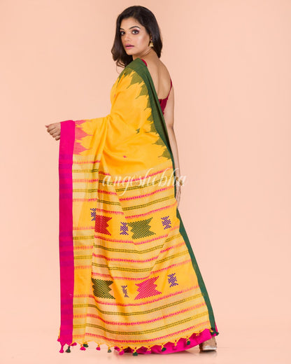 Yellow Cotton Jamdani Saree angoshobha