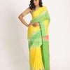 Yellow Green Cotton Blend Handloom Tie Dye Jamdani Saree angoshobha
