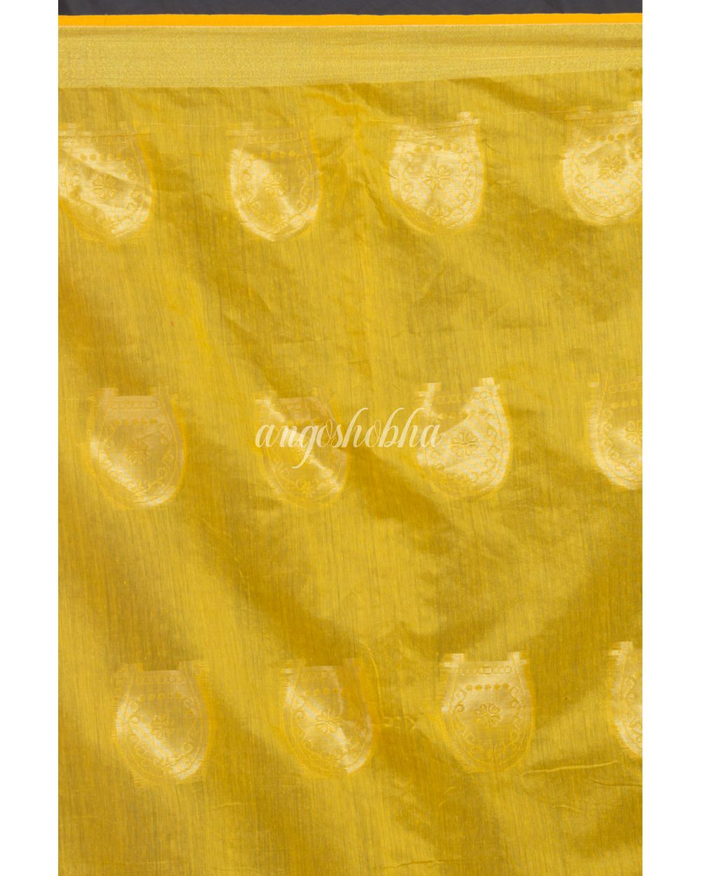 Yellow Handloom Blended Cotton Saree angoshobha