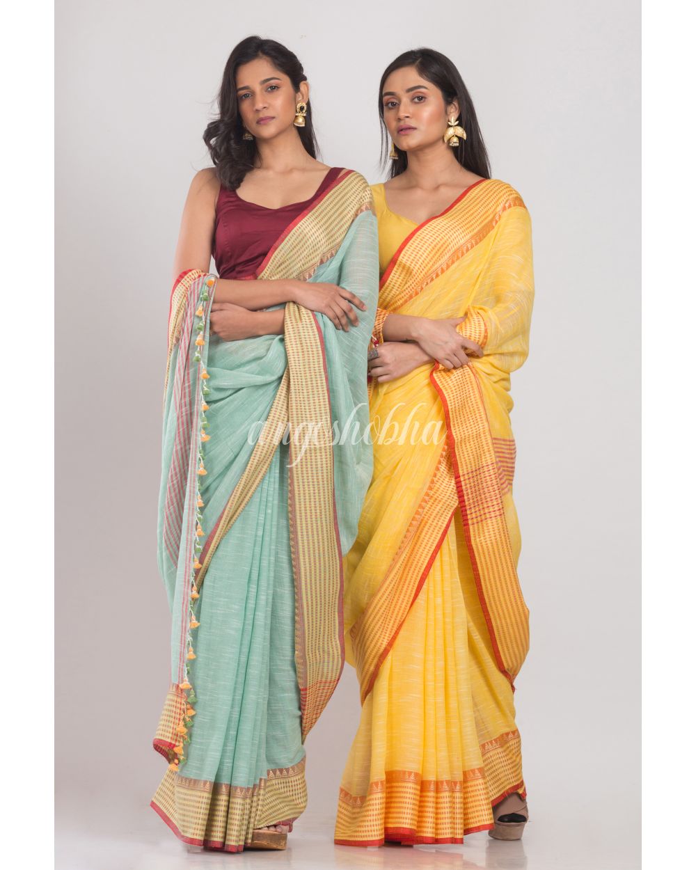 Yellow Soft Cotton Handloom Saree angoshobha