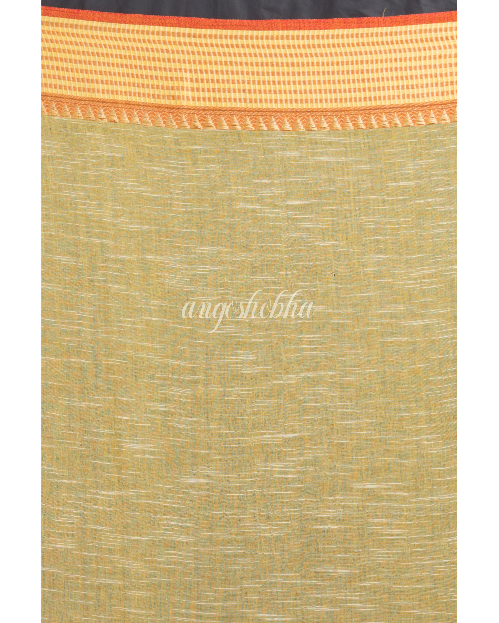 Yellow Soft Cotton Handloom Saree angoshobha