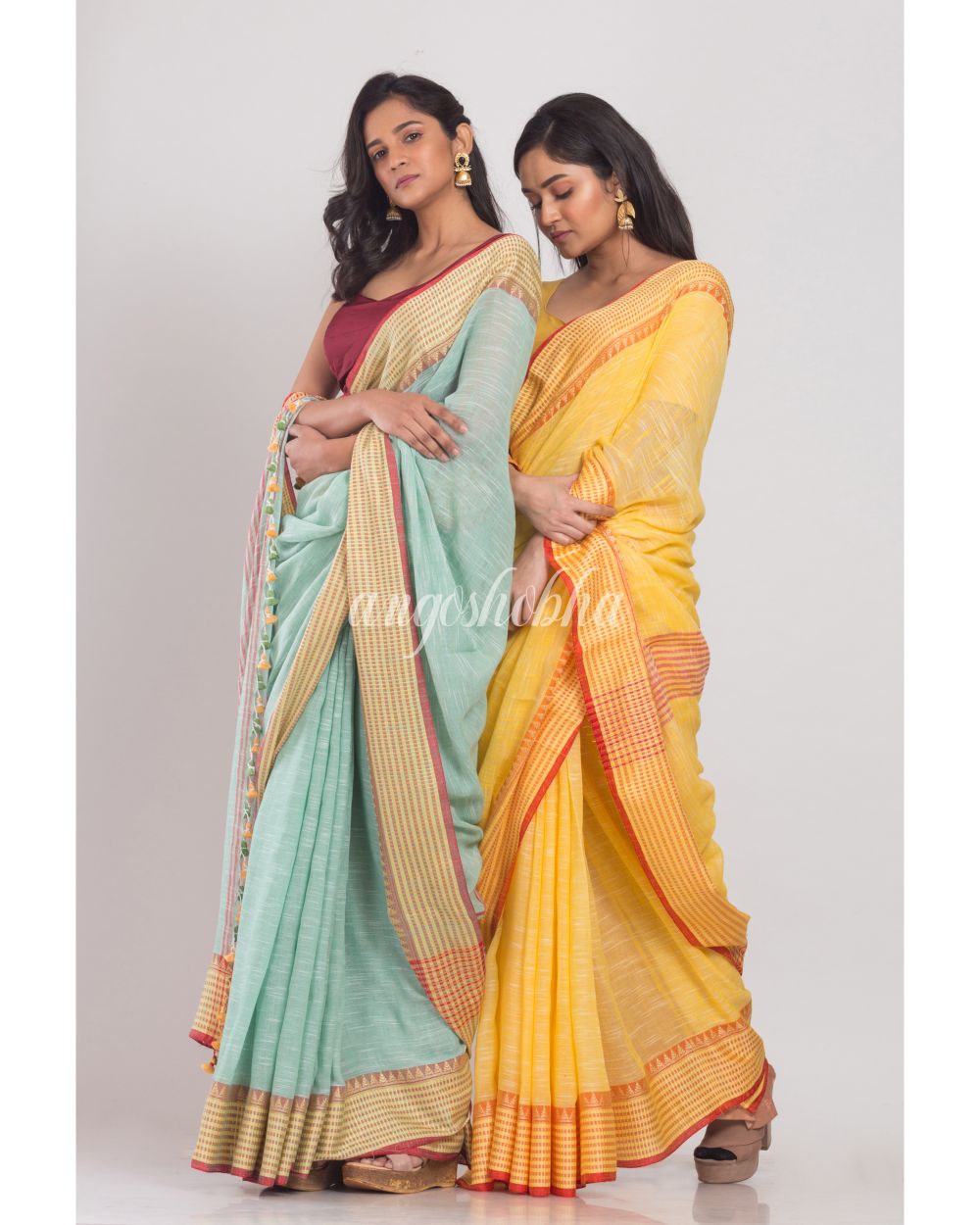 Yellow Soft Cotton Handloom Saree angoshobha