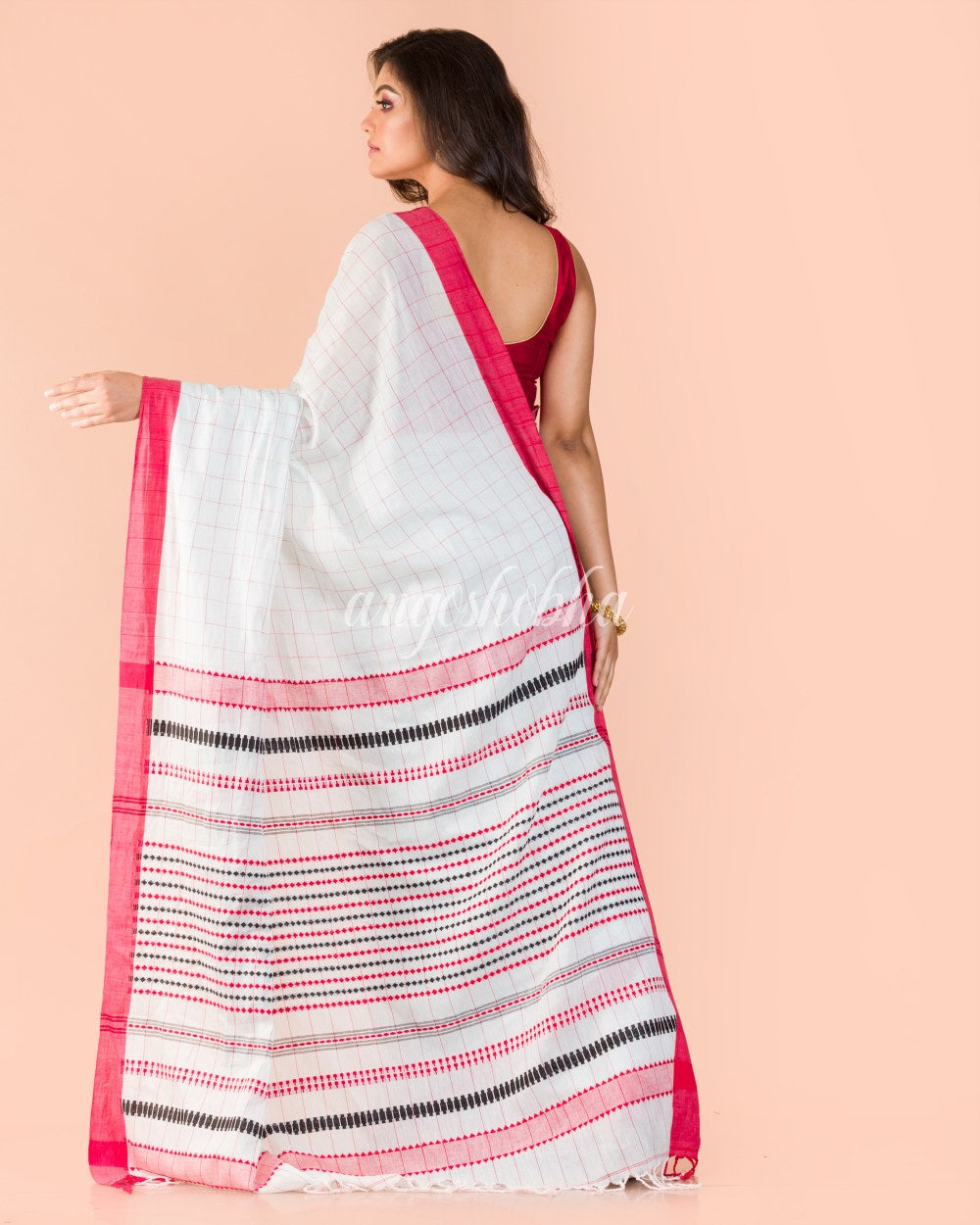 White Handwoven Cotton Saree